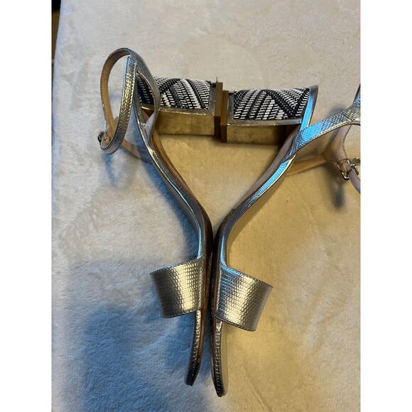 L.K. Bennett Silver Strap Heels 40.5 9.5 - Picture 3 of 6